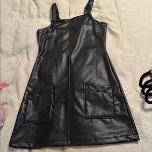 Abercrombie Black Faux Leather Dress with Pockets
